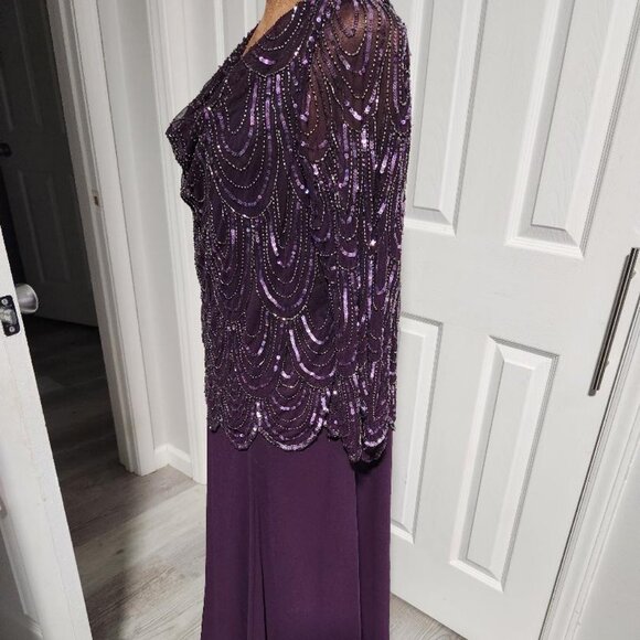 J Kara Womens Petite 3/4 Sleeve Beaded Formal Dress Sz 18 - Picture 8 of 9